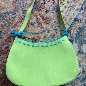 Vintage Stuart Weitzman handbag lime green/turquoise suede